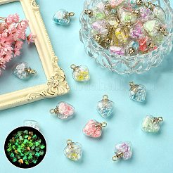 50Pcs 5 Colors Glow in the Dark Luminous Glass Pendants&nbsp;GLAA-YW0001-94