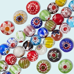 3 Strands Handmade Millefiori Glass Round Bead Strands&nbsp;LAMP-LT0001-16B