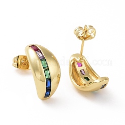 Colorful Cubic Zirconia Teardrop Stud Earrings&nbsp;EJEW-C008-29G