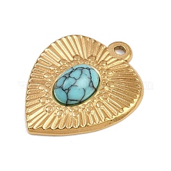 304 Stainless Steel Synthetic Turquoise Pendants&nbsp;STAS-K311-02G