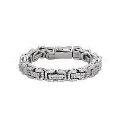 Brass Micro Pave Clear Cubic Zirconia Byzantine Chain Bracelets for Women&nbsp;FS-WG63F55-01