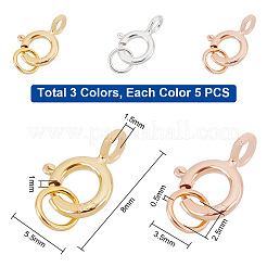 15Pcs 3 Colors 925 Sterling Silver Spring Ring Clasps&nbsp;STER-PH0001-23