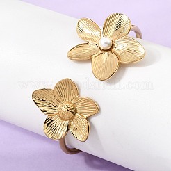 304 Stainless Steel & Plastic Imitation Pearl Cuff Bangles&nbsp;BJEW-Z170-02G