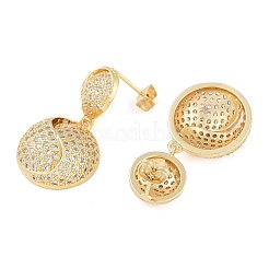 Brass Pave Clear Cubic Zirconia Stud Earrings&nbsp;EJEW-S225-10G-01