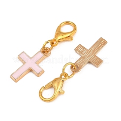 8Pcs 4 Colors Cross Alloy Enamel Pendant Decorations&nbsp;HJEW-JM03642