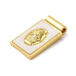 Rack Plating Brass Pave Natural Shell Rectangle Pendants&nbsp;KK-P279-02B-G