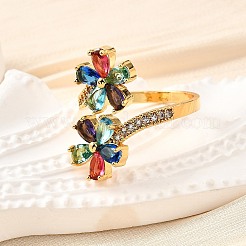 Brass Micro Pave Cubic Zirconia Cuff Rings&nbsp;LS-RJEW-D308-03G-A