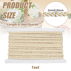 10 Yards Flat Polyester Metallic Braided Cord&nbsp;OCOR-WH0090-054