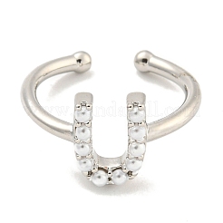Rack Plating Brass Open Cuff Rings for Women&nbsp;RJEW-F162-01P-U