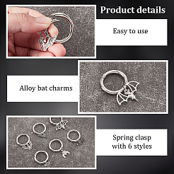 12Pcs 6 Styles Bat Alloy Shoes Charms&nbsp;HJEW-PH01975