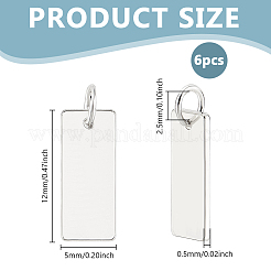 6Pcs 925 Sterling Silver Blank Stamping Tag Rectangle Charms with Jump Rings&nbsp;FIND-PH0023-56