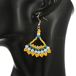 Seed Glass Woven Dangle Earrings&nbsp;EJEW-MZ00794
