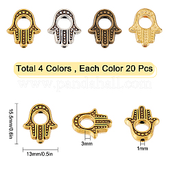 80Pcs 4 Style Tibetan Style Alloy Bead Frames&nbsp;TIBEB-SC0001-12