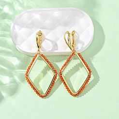 Rack Plating Brass Cubic Zirconia Rhombus Hoop Earrings&nbsp;EJEW-L303-02G