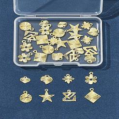 32Pcs 8 Styles Rack Plating Brass Charms&nbsp;KK-FS0001-53