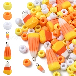 DIY Barrel Plastic Beads & Resin Candy Corn Pendant Making Kits&nbsp;DIY-YW0011-81