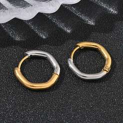 304 Stainless Steel Two Tone Hoop Earrings&nbsp;EJEW-P313-01B-G