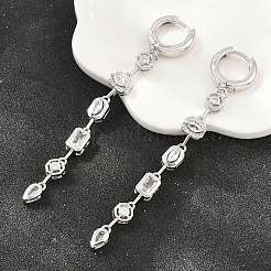 Brass Micro Pave Cubic Zirconia Hoop Dangle Earrings&nbsp;KK-CBA8324-09G