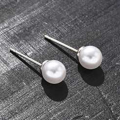 Brass ABS Imitation Pearl Stud Earrings&nbsp;EJEW-B132-01A-P