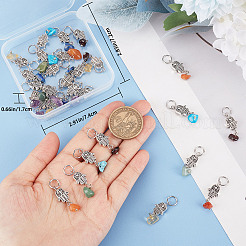 4 Sets 7 Styles Chakra Mixed Stone Chips Alloy Pendants&nbsp;FIND-CN0001-30