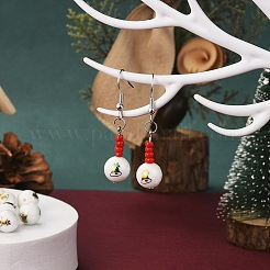 80Pcs 8 Colors Christmas Opaque Glass Beads&nbsp;EGLA-YW0001-07