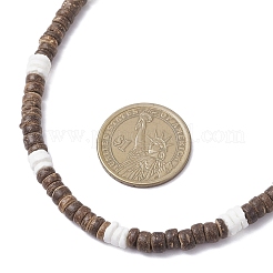 Natural White Shell & Coconut Heishi Beaded Necklaces for Women&nbsp;NJEW-JN05473-01
