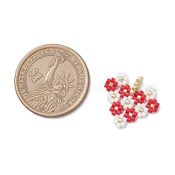 MIYUKI Glass Seed Beaded Heart with Flower Pendants&nbsp;PALLOY-MZ01113-01