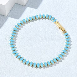 Synthetic Turquoise Tennis Bracelets&nbsp;KK-CBA964F-01G-01