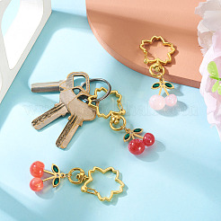 3Pcs Cherry Resin Rhinestone & Glitter Powder Pendants Decoration&nbsp;HJEW-TAC0092