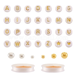 DIY Alphabet Theme Stretch Bracelets Making Kits&nbsp;DIY-CW0001-10