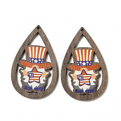 American Flag Theme Single Face Printed Aspen Wood Pendants&nbsp;WOOD-G014-01F