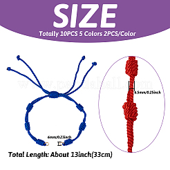 10Pcs 5 Colors Adjustable Braided Nylon Cord Bracelet Making&nbsp;AJEW-TA0001-25