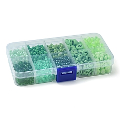 DIY Flat Round & Heart Acrylic & Glass Seed Beads Jewelry Making Findings Kits&nbsp;DIY-FS0006-43C