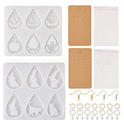 2Pcs 2 Style Halloween Teardrop Pendant Silicone Molds&nbsp;DIY-TA0004-99