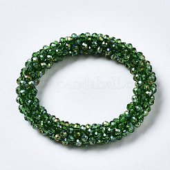 Faceted Transparent Glass Beads Stretch Bracelets&nbsp;LS-BJEW-S144-002C-07