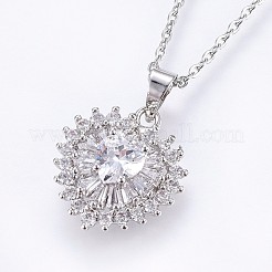 Brass Cubic Zirconia Pendant Necklaces&nbsp;NJEW-H486-03
