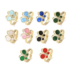 Brass Micro Pave Cubic Zirconia Finger Rings&nbsp;RJEW-C152-01G