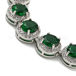 Rack Plating Brass Pave Cubic Zirconia Flat Round Links Bracelets for Women&nbsp;BJEW-H604-02P-01