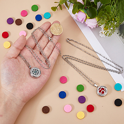 2 Sets Alloy Hollow Essential Oil Diffuser Perfume Locket Pendant 304 Stainless Steel Chain Necklaces&nbsp;NJEW-HS0001-22B