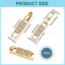10Pcs Brass Micro Pave Clear Cubic Zirconia Watch Band Clasps&nbsp;KK-PH0014-30G