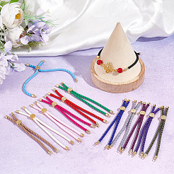 15Pcs 15 Colors Twisted Nylon Cord Silder Bracelets&nbsp;MAK-UN0001-57