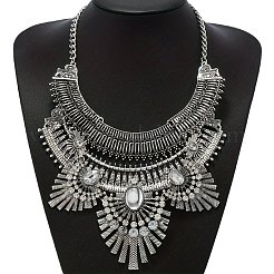 Alloy Crystal Rhinestone Ethnic Boho Trible Floral Chunky Bib Necklaces for Women&nbsp;FS-WG8FFE1-02