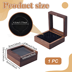 Wood Commemorative Coin Storage Magnetic Boxes with Visible Window&nbsp;CON-WH0133-007A