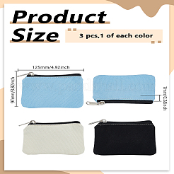 3Pcs 3 Colors Canvas Cloth Change Zipper Wallets&nbsp;ABAG-LP0001-89B