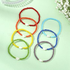 7Pcs 7 Colors Opaque Glass  & Synthetic Non-magnetic Hematite & Turquoise Beaded Stretch Bracelets Sets for Women&nbsp;BJEW-JB13946