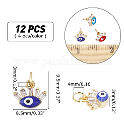 12Pcs 3 Colors Brass Micro Pave Cubic Zirconia Pendants&nbsp;ZIRC-AR0001-12
