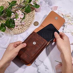 Rectangle Cowhide Mobile Phone Waist Belt Pouches&nbsp;AJEW-WH0596-953B