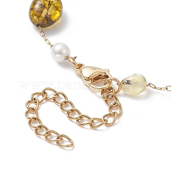 Natural Mixed Gemstone Nuggets & Glass Pearl Beaded Bracelet&nbsp;BJEW-JB09348