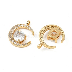 Brass Micro Pave Clear Cubic Zirconia Pendants&nbsp;KK-B137-19G