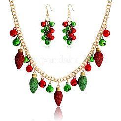 Christmas Bell & Bulb Alloy Pendant Necklaces & Dangle Earrings Sets&nbsp;WGF6150-01